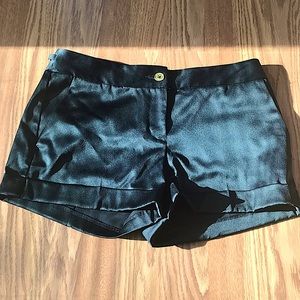Express design studio black satin shorts.